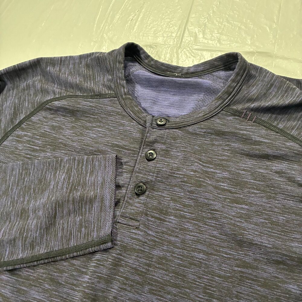 Lululemon Shirt Mens Large Purple Long Sleeve Henley Performance Athletic Top